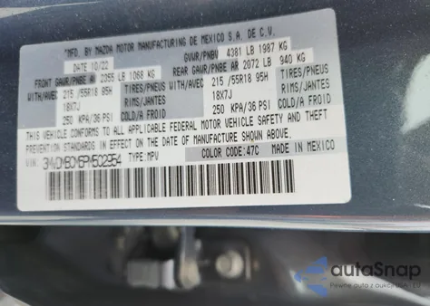 2023 Mazda Cx-30 Preferred из США, поврежденный, VIN 3MVDMBCM6PM502954